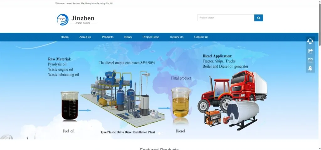 Henan Jinzhen Machinery pyrolysis and waste oil distillation equipment website