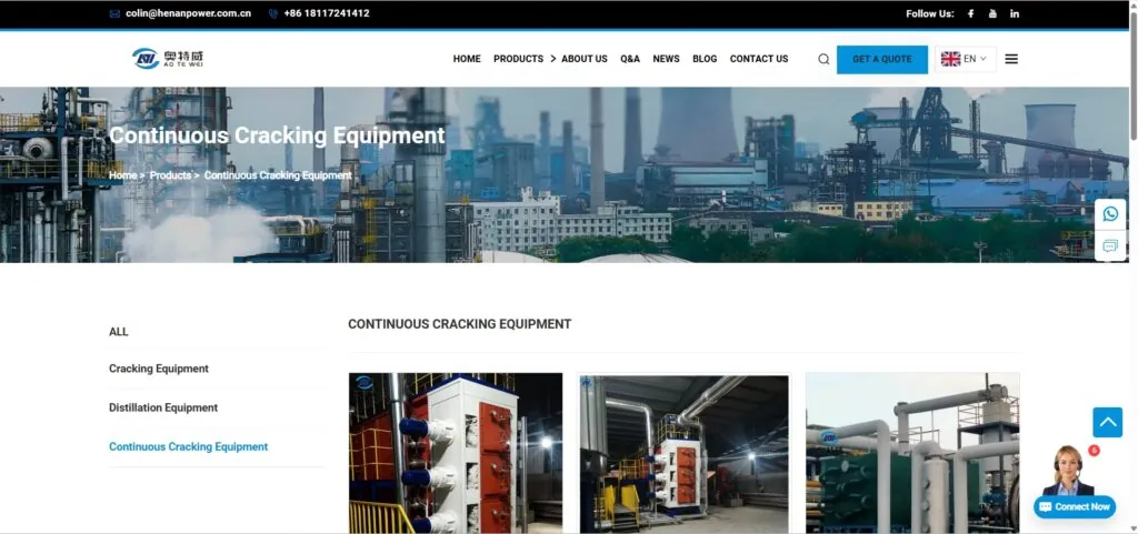 Shangqiu Aotewei waste oil distillation equipment manufacturer website