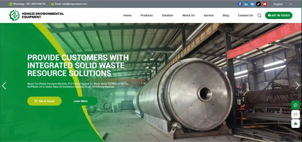 Shangqiu Hengze Environmental Equipment pyrolysis and distillation equipment website