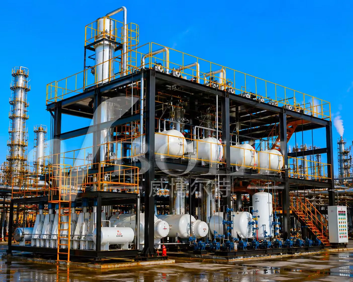 Modular waste oil distillation plant and process equipment