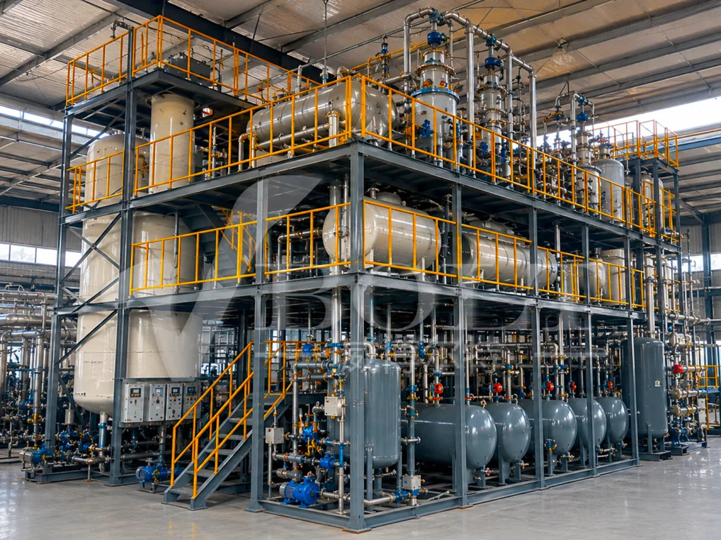 Used engine and lubricating oil vacuum distillation plant