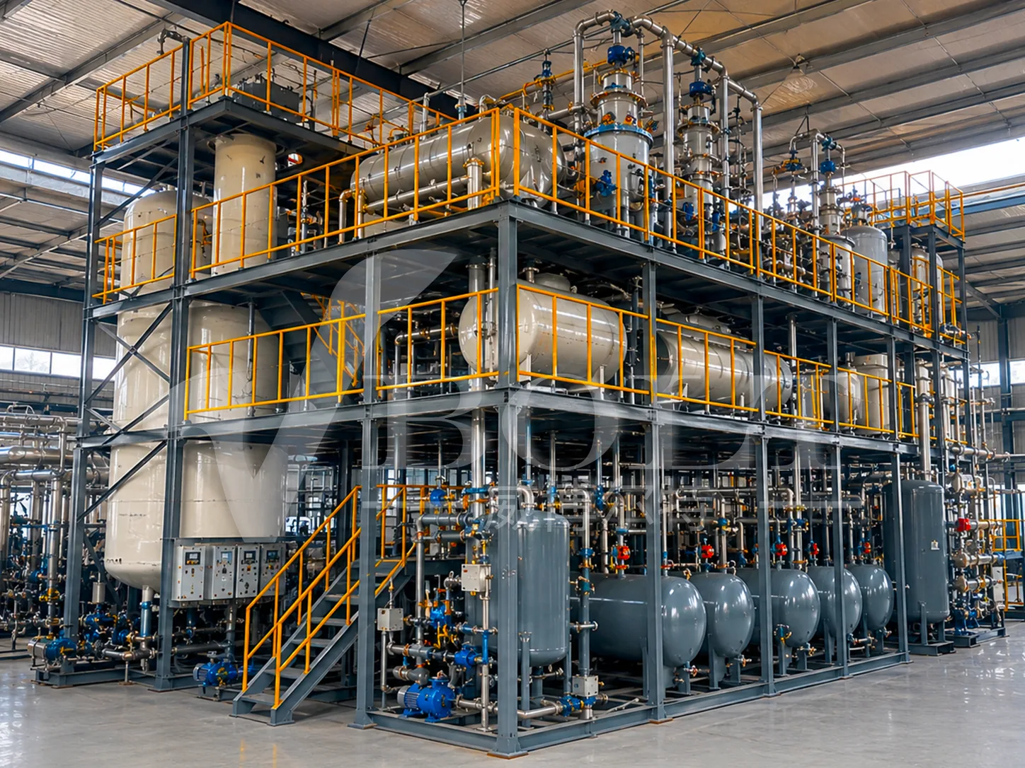 Used engine and lubricating oil vacuum distillation plant