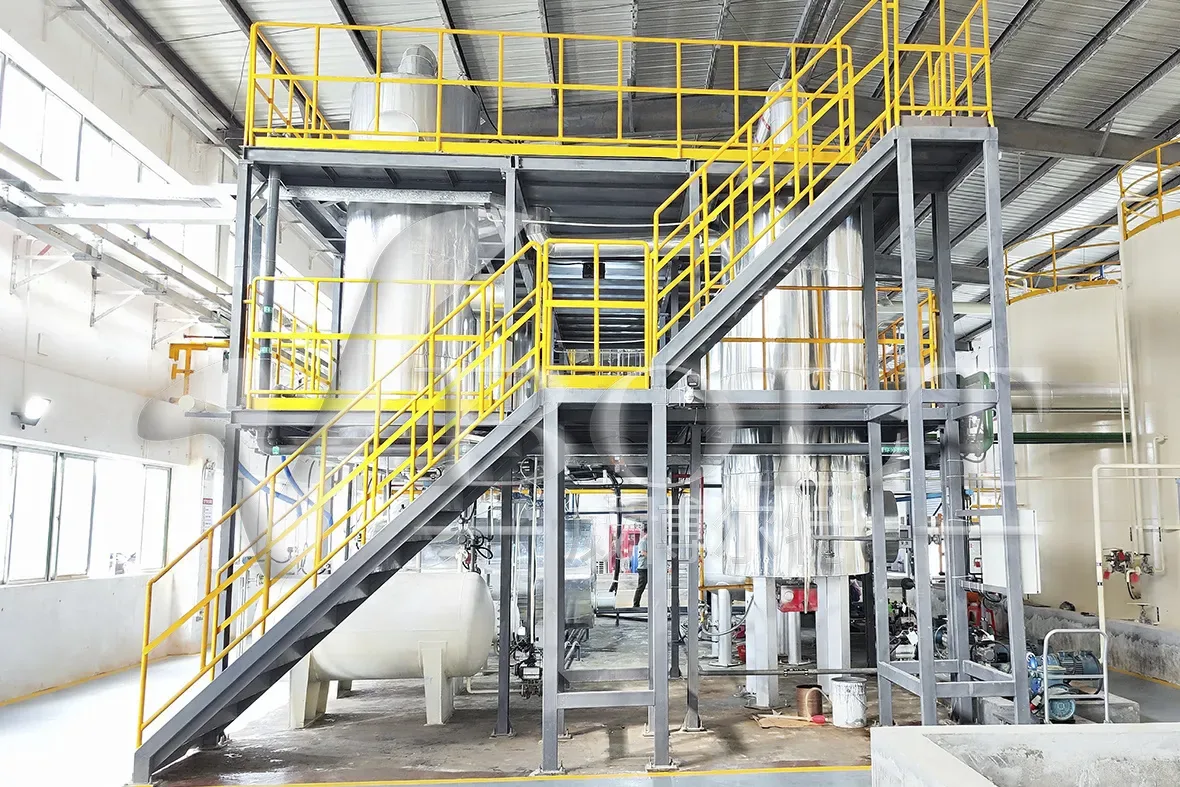 Waste oil distillation unit piping